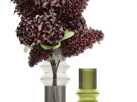 Bouquet Of Burgundy Red Flowers Hydrangea Lilac 449 3D Model