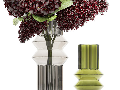 Bouquet Of Burgundy Red Flowers Hydrangea Lilac 449 3D Model
