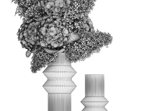 Bouquet Of Burgundy Red Flowers Hydrangea Lilac 449 3D Model