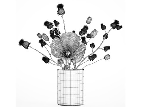 Bouquet Of White Wild Flowers Poppy Thistle Thorn 452 3D मॉडल