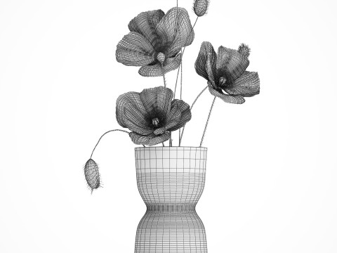 Bouquet Of Purple Flowers Icelandic Poppy 456 3D Model