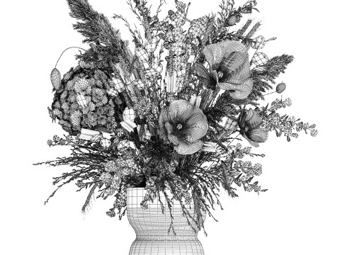 Dried Flowers Hydrangea Pampas Branches Poppy 458 3Dモデル