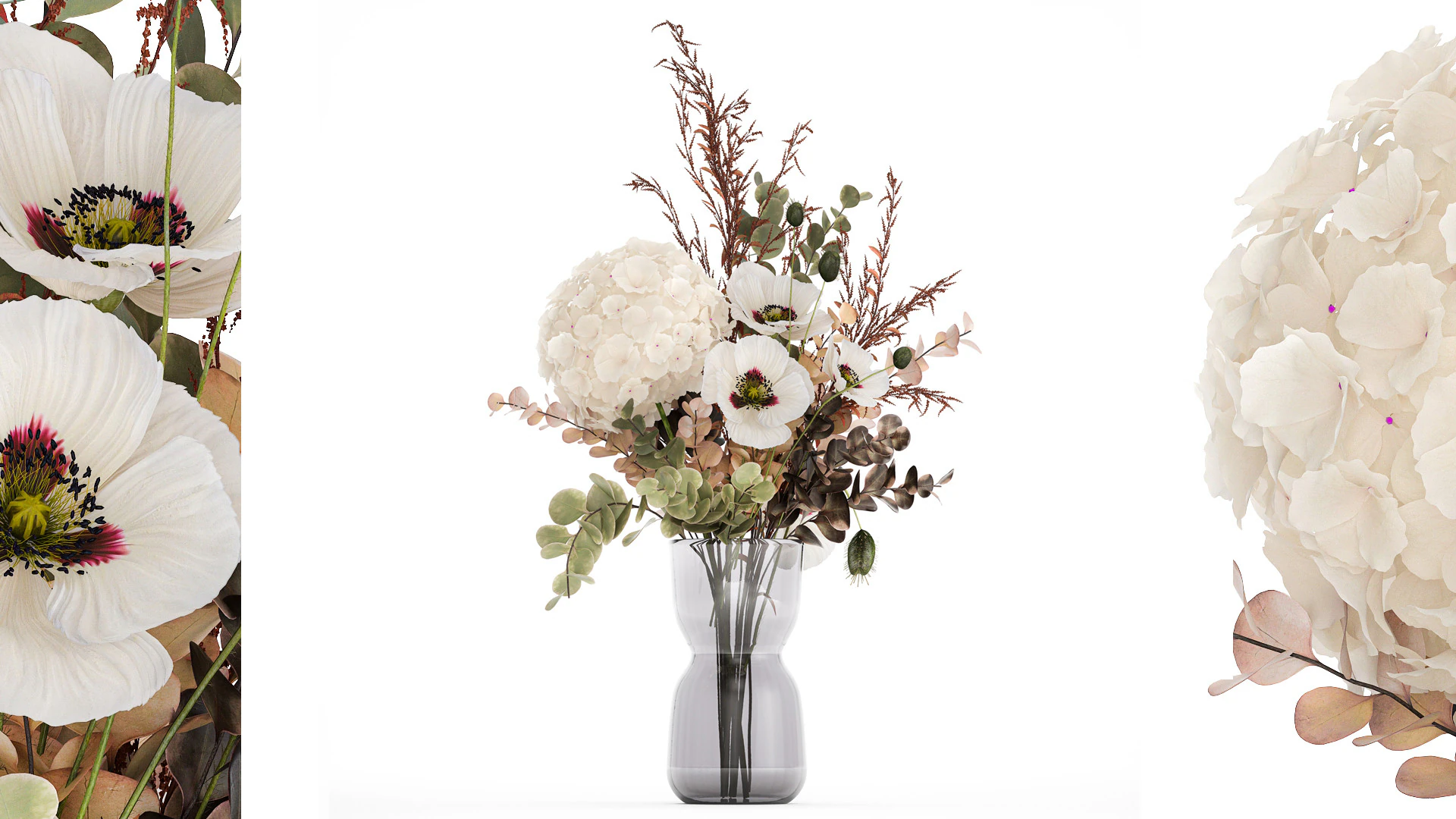 Bouquet Of Dried Flowers Poppy Hydrangea Barberry 460 3D Model .c4d .max .obj .3ds .fbx .stl .blend 