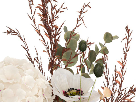 Bouquet Of Dried Flowers Poppy Hydrangea Barberry 460 3D Model
