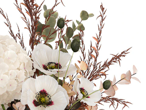 Bouquet Of Dried Flowers Poppy Hydrangea Barberry 460 3D Model