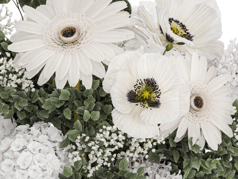 White Bouquet Of Flowers Poppy Hydrangea Gerbera 461 3D Model