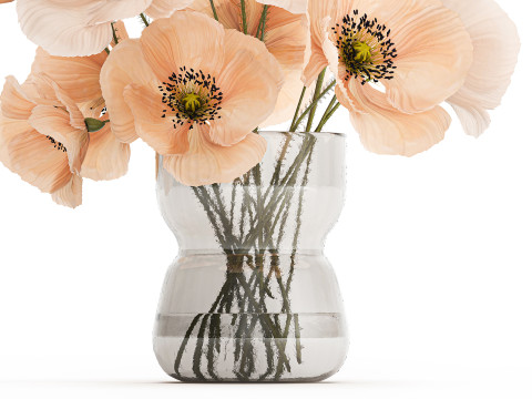 Beautiful Bouquet Of Wild Flowers Poppy Vase 463 Modelo 3D