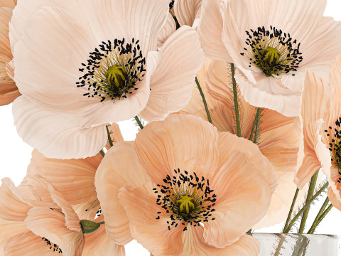 Beautiful Bouquet Of Wild Flowers Poppy Vase 463 Modelo 3D