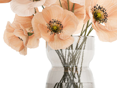 Beautiful Bouquet Of Wild Flowers Poppy Vase 463 Modelo 3D