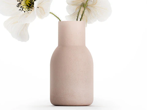Beautiful Bouquet Of White Wild Flowers Poppy 467 3D Model