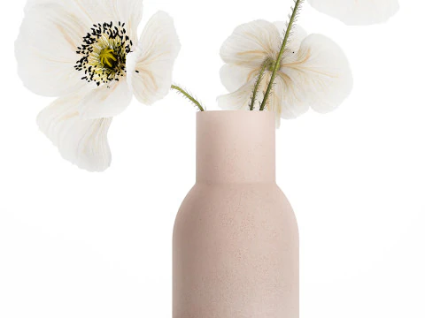 Beautiful Bouquet Of White Wild Flowers Poppy 467 3D Model