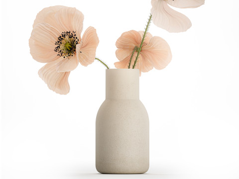 Beautiful Bouquet Of Beautiful Wild Flowers Poppy 468 3D मॉडल