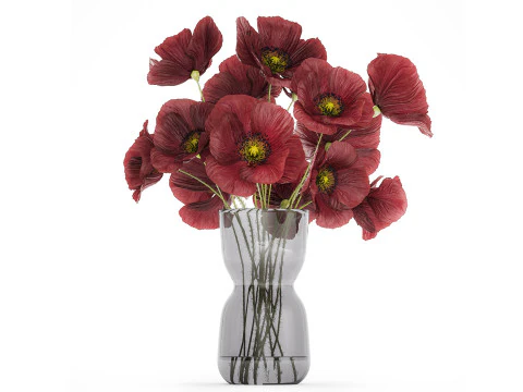 Lindo buqu&ecirc; de flores silvestres papoula 469 Modelo 3D