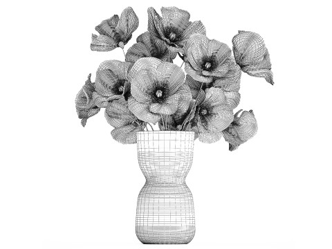 Beautiful Bouquet Of Wild Flowers Poppy 469 3D 模型