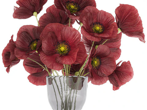 Beautiful Bouquet Of Wild Flowers Poppy 469 3D Model