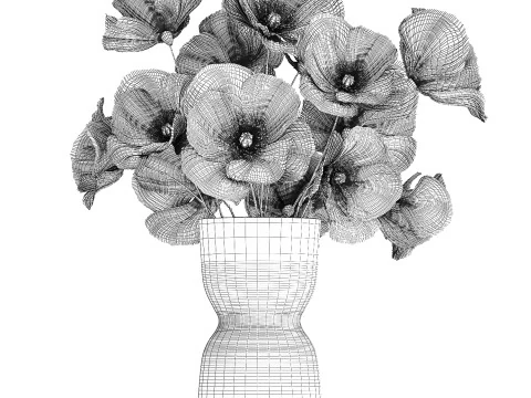 Beautiful Bouquet Of Wild Flowers Poppy 469 3D Model