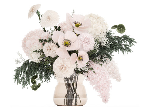 Small Bouquet Of Pink And White Flowers Poppy 470 Model 3D