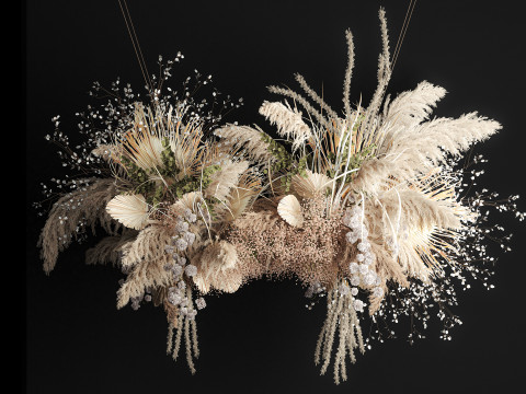Hanging installation bouquet of dried flowers with pampas 471 3D 모델