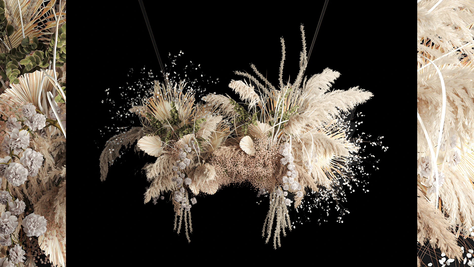 Buqu&ecirc; de flores secas com pampas para instala&ccedil;&atilde;o suspensa 471 Modelo 3D .c4d .max .obj .3ds .fbx .stl .blend 