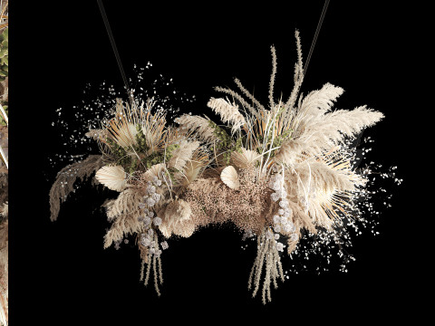Hanging installation bouquet of dried flowers with pampas 471 3D Model