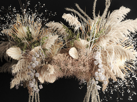 Hanging installation bouquet of dried flowers with pampas 471 3D 모델