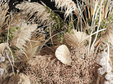 Buqu&ecirc; de flores secas com pampas para instala&ccedil;&atilde;o suspensa 471 Modelo 3D