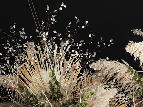 Hanging installation bouquet of dried flowers with pampas 471 3D 모델