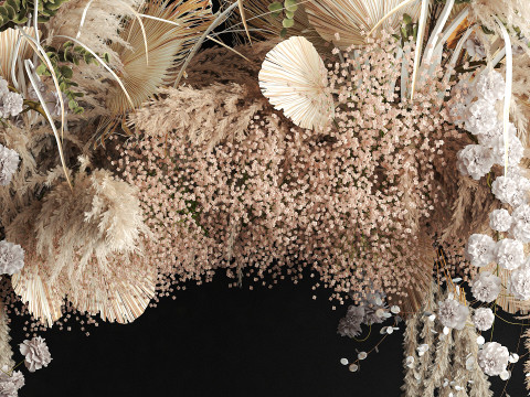 Hanging installation bouquet of dried flowers with pampas 471 3D 모델