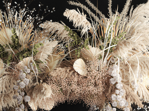 Hanging installation bouquet of dried flowers with pampas 471 3D 모델