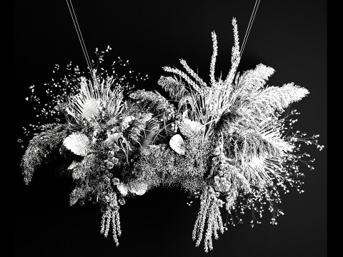 Hanging installation bouquet of dried flowers with pampas 471 3D 모델