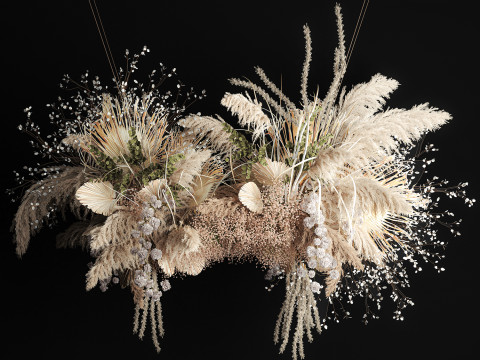 Hanging installation bouquet of dried flowers with pampas 471 3D 모델