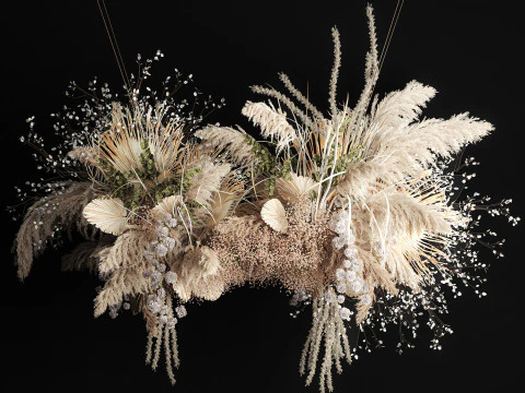 Buqu&ecirc; de flores secas com pampas para instala&ccedil;&atilde;o suspensa 471 Modelo 3D