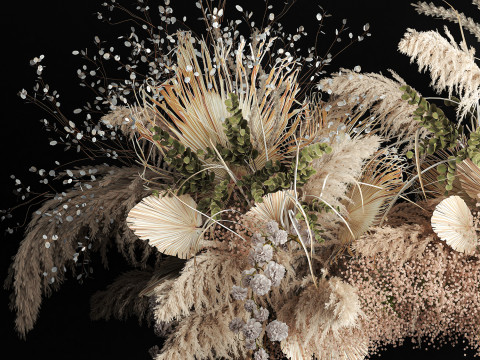 Hanging installation bouquet of dried flowers with pampas 471 3D 모델