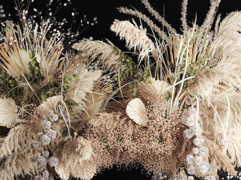 Hanging installation bouquet of dried flowers with pampas 471 3D 모델
