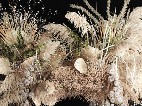 Buqu&ecirc; de flores secas com pampas para instala&ccedil;&atilde;o suspensa 471 Modelo 3D