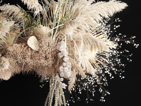 Hanging installation bouquet of dried flowers with pampas 471 3D 모델