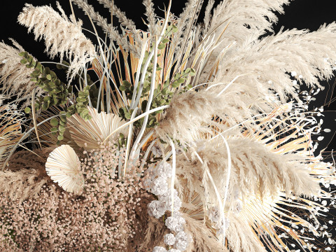 Hanging installation bouquet of dried flowers with pampas 471 3D 모델