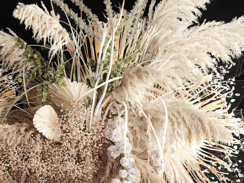 Buqu&ecirc; de flores secas com pampas para instala&ccedil;&atilde;o suspensa 471 Modelo 3D