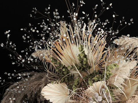 Buqu&ecirc; de flores secas com pampas para instala&ccedil;&atilde;o suspensa 471 Modelo 3D