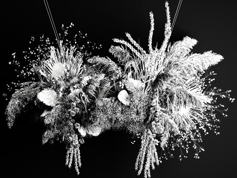 Hanging installation bouquet of dried flowers with pampas 471 3D 모델