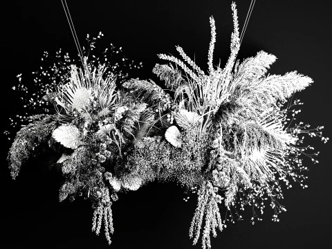 Buqu&ecirc; de flores secas com pampas para instala&ccedil;&atilde;o suspensa 471 Modelo 3D