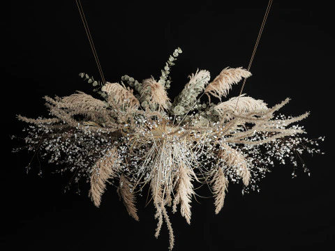 Karangan Bunga Instalasi Gantung Pampas Bunga Kering 472 Model 3D