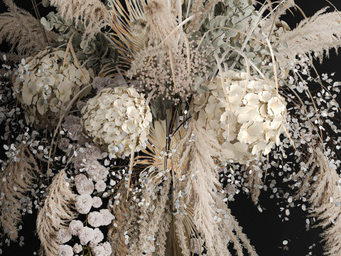 Hanging Installation Bouquet Of Dried Flowers Hydrangea pampas Model 3D