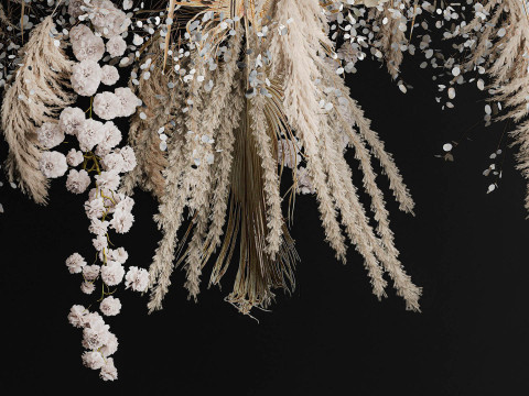 Hanging Installation Bouquet Of Dried Flowers Hydrangea pampas Model 3D