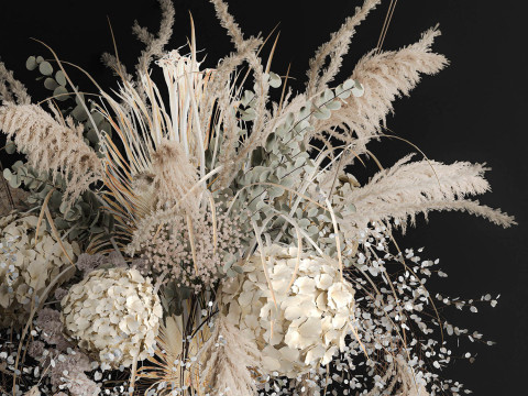 Hanging Installation Bouquet Of Dried Flowers Hydrangea pampas Model 3D