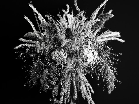 Hanging Installation Bouquet Of Dried Flowers Hydrangea pampas Model 3D
