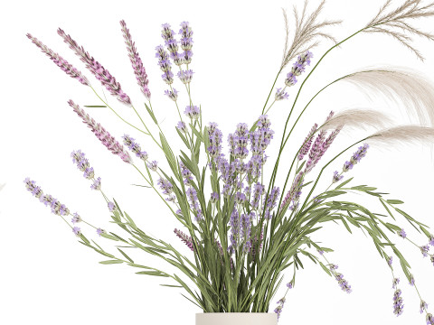 Collection of small bouquets of white wild flowers 474 Model 3D