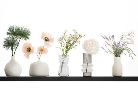 Collection of small bouquets of white wild flowers 474 Model 3D