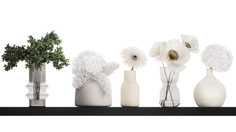Collection Of Small Bouquets Of White Flowers 475 3D Модель .c4d .max .obj .3ds .fbx .stl .blend