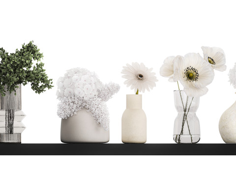 Collection Of Small Bouquets Of White Flowers 475 3D Model